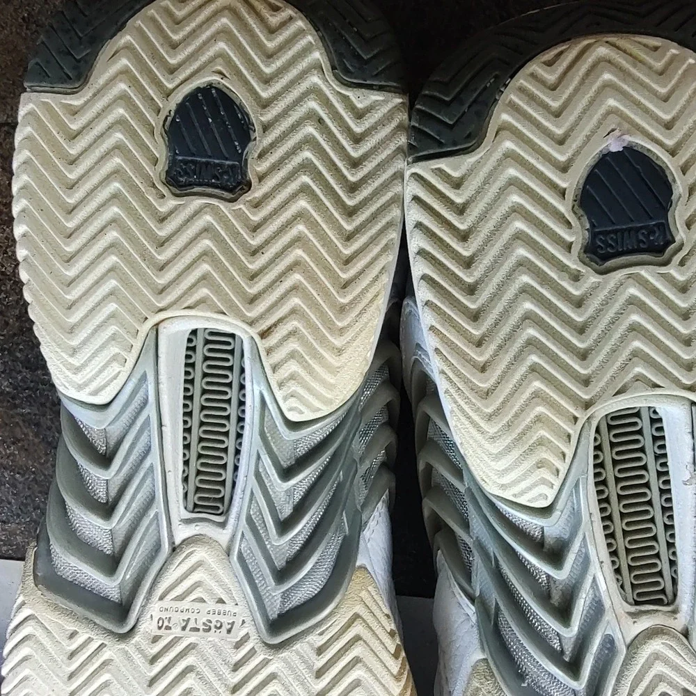 K-Swiss 7.0 System Men Tennis Shoes White Grey Leather Sneaker 91184177 Size 9.5